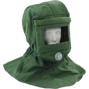 Sand Blasting Hood , Shawl Sandblasting Mask Anti Dust Wind Sandblasting Tool Mask, Cut Scratch Heat Resistant Neck Protector, Green