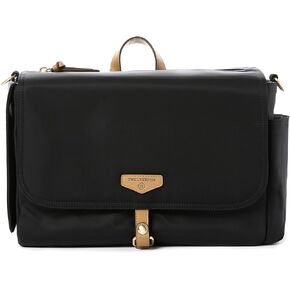 TWELVElittle On-The-Go Stroller Caddy 3.0 - Travel Style Diaper Bag, Messenger Diaper Bag, Includes Stroller Clips and Changing Pad - Black Tan