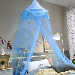 Bed Canopy for Girls, Mosquito Net with Stars Princess Canopy for Baby Crib Kids Bed Room Decor Reading Playing Nook (Black)