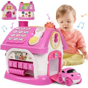 Multifunctional Learning Toy House&Activity Cube, Montessori Toys for 1 Year Old Girl Gift for First Birthday, One Year Old Educational Toys for Baby and Toddler Age 0-2