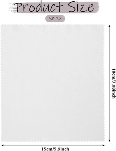 30pcs Microfiber Cleaning Cloth for Glasses, 6x7 Inches Eyeglass Cleaning Cloth, Lens Wipes for Electronics, Jewelry Cleaning Cloth for Cell Phone LCD TV Screens Cameras Eyeglasses (White) in Saudi Arabia