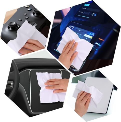 30pcs Microfiber Cleaning Cloth for Glasses, 6x7 Inches Eyeglass Cleaning Cloth, Lens Wipes for Electronics, Jewelry Cleaning Cloth for Cell Phone LCD TV Screens Cameras Eyeglasses (White) in Saudi Arabia
