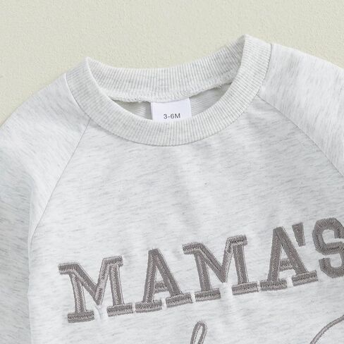 Newborn Baby Boy Fall Outfit Mamas Boy Embroidery Jumpsuit Long Sleeve Crewneck Romper Infant Boy Winter Clothes in Kuwait
