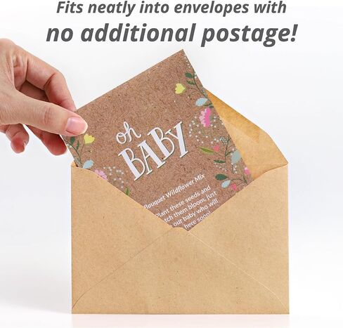 BENTLEY SEED CO. Oh Baby Flower Seeds Packets - Girl/Boy Baby Shower Favors - Pre-Filled, 25 Wildflower Seed Packs for Favor - Eco-Friendly Gift & Babys Guest Giveaways - Non-GMO Seeds - Brown Envelop in Saudi Arabia