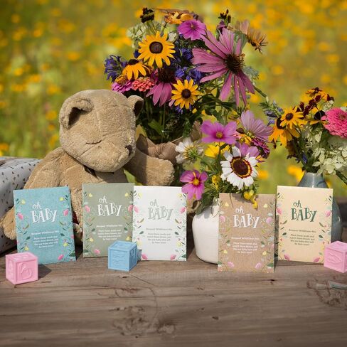 BENTLEY SEED CO. Oh Baby Flower Seeds Packets - Girl/Boy Baby Shower Favors - Pre-Filled, 25 Wildflower Seed Packs for Favor - Eco-Friendly Gift & Babys Guest Giveaways - Non-GMO Seeds - Brown Envelop in Saudi Arabia