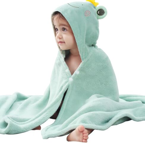 Toddler Hooded Bath Towel 27.5" X 55" Baby Towels with Hood Frog Soft Absorbent Toddler Towel Poncho Baby Hooded Blanket for Boys Girls in Kuwait