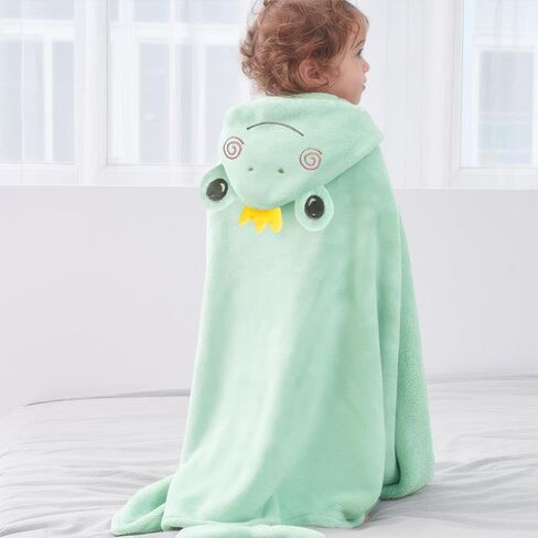 Toddler Hooded Bath Towel 27.5" X 55" Baby Towels with Hood Frog Soft Absorbent Toddler Towel Poncho Baby Hooded Blanket for Boys Girls in Kuwait