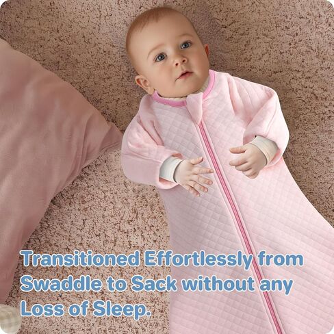 Cozy Baby Sleep Sack with Sleeves for Easy Transitioning Soft Cotton Warm 6-12 Months 1.5 Tog, Soft and Comfortable Wearable Blanket, 2-Way Zipper, Unisex Newborn Babies, Girls and Boys Sleeping Bag in Saudi Arabia