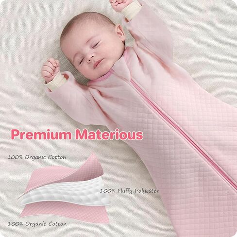 Cozy Baby Sleep Sack with Sleeves for Easy Transitioning Soft Cotton Warm 6-12 Months 1.5 Tog, Soft and Comfortable Wearable Blanket, 2-Way Zipper, Unisex Newborn Babies, Girls and Boys Sleeping Bag in Saudi Arabia