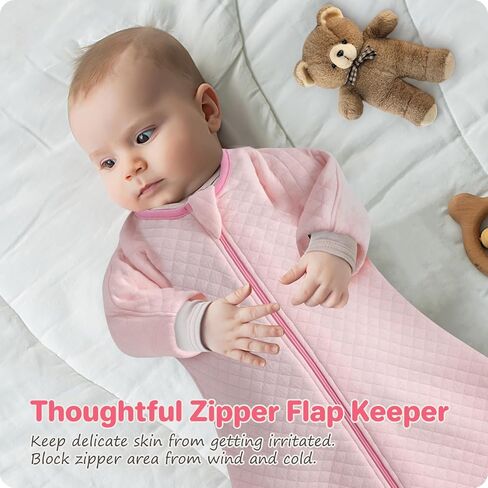 Cozy Baby Sleep Sack with Sleeves for Easy Transitioning Soft Cotton Warm 6-12 Months 1.5 Tog, Soft and Comfortable Wearable Blanket, 2-Way Zipper, Unisex Newborn Babies, Girls and Boys Sleeping Bag in Saudi Arabia