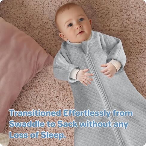 Cozy Baby Sleep Sack with Sleeves for Easy Transitioning Soft Cotton Warm 6-12 Months 1.5 Tog, Soft and Comfortable Wearable Blanket, 2-Way Zipper, Unisex Newborn Babies, Girls and Boys Sleeping Bag in Saudi Arabia