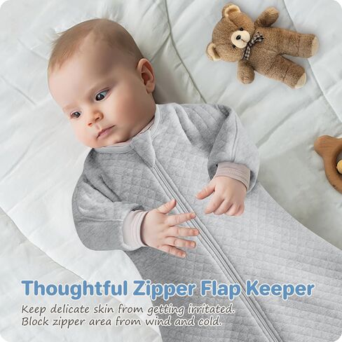Cozy Baby Sleep Sack with Sleeves for Easy Transitioning Soft Cotton Warm 6-12 Months 1.5 Tog, Soft and Comfortable Wearable Blanket, 2-Way Zipper, Unisex Newborn Babies, Girls and Boys Sleeping Bag in Saudi Arabia