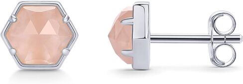 PAVOI 14K Gold Plated Hexagon Gemstone Stud Earrings for Women | Natural Birthstone Earring Pair in Saudi Arabia