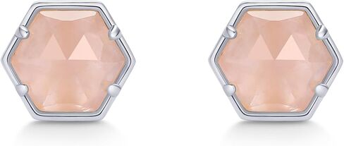 PAVOI 14K Gold Plated Hexagon Gemstone Stud Earrings for Women | Natural Birthstone Earring Pair in Saudi Arabia