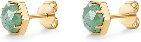 PAVOI 14K Gold Plated Hexagon Gemstone Stud Earrings for Women | Natural Birthstone Earring Pair in Saudi Arabia