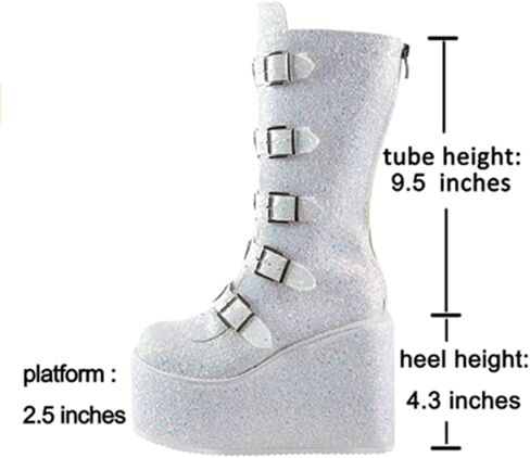 UOQAPRE Womens High Platform Mid Calf Wedges Chunky Booties Heel Round-Toe Side Zip Winter Punk Combat Boots For Women in Saudi Arabia