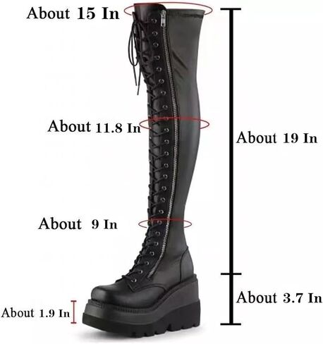 UOQAPRE Womens High Platform Mid Calf Wedges Chunky Booties Heel Round-Toe Side Zip Winter Punk Combat Boots For Women in Saudi Arabia