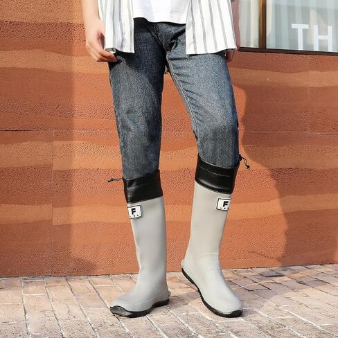 YUHITYGZGS Rain Boots Women, Waterproof Rubber Boots Men, Anti-Slip Lightweight Garden Shoes, High Knee Water Boots with Adjustable Buckle, Durable Fishing Boots Outdoor in Saudi Arabia