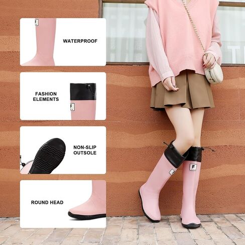 YUHITYGZGS Rain Boots Women, Waterproof Rubber Boots Men, Anti-Slip Lightweight Garden Shoes, High Knee Water Boots with Adjustable Buckle, Durable Fishing Boots Outdoor in Saudi Arabia