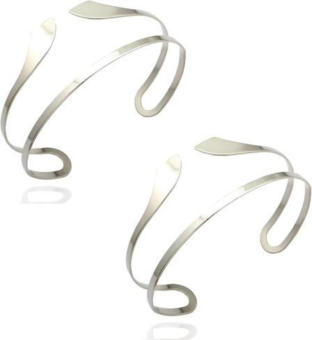 RechicGu 2 Pieces Minimalist Egyptian Bar Curve Upper Arm Cuff Bracelet Bangle Band Open Armband Armlet Jewelry Set Belly Dance Accessories Black in Saudi Arabia