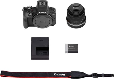 كاميرا Canon EOS R100 بدقة 24.2 ميجابكسل بمستشعر APS-C CMOS بدون مرآة مع عدسة مقاس 18-45 مم + حافظة + بطاقة ذاكرة فائقة سعة 64 جيجابايت + ضوء فيديو LED + فلتر + المزيد (الحزمة الأساسية) (متجددة)، أسود in Saudi Arabia