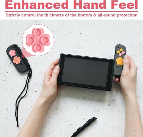 Button Caps Set for Switch, 7pcs Silicone Joystick Caps Cute Thumb Grip Caps Joystick Button Covers Flower Heart Lite Joystick Caps Skin Accessories Compatible with Nintendo Switch/OLED Joy-Con in Saudi Arabia