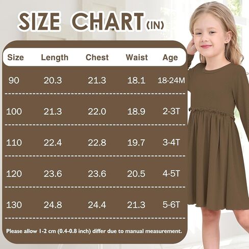 Toddler Girls Fall Dress Long Sleeve Soft A-Line Dress for Girls Solid Ruffle Casual Dress Kids Winter Dresses in Kuwait