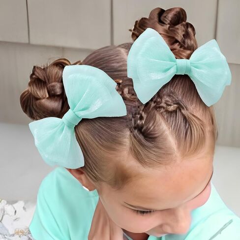 YanJie Hair Bows for Girls Hair Clips for Girls Tulle White Hair Bow Purple Blue Toddler Hair Accessories Barrettes Lace Bows Hairclips Toddlers Teens in Kuwait