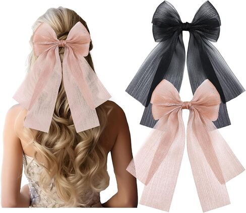 YanJie Hair Bows for Girls Hair Clips for Girls Tulle White Hair Bow Purple Blue Toddler Hair Accessories Barrettes Lace Bows Hairclips Toddlers Teens in Kuwait