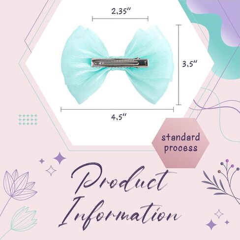 YanJie Hair Bows for Girls Hair Clips for Girls Tulle White Hair Bow Purple Blue Toddler Hair Accessories Barrettes Lace Bows Hairclips Toddlers Teens in Kuwait