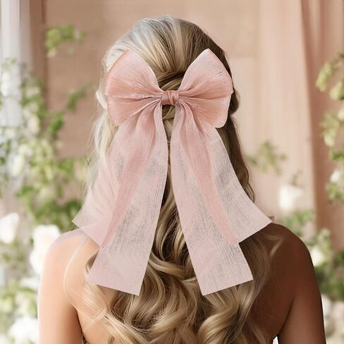 YanJie Hair Bows for Girls Hair Clips for Girls Tulle White Hair Bow Purple Blue Toddler Hair Accessories Barrettes Lace Bows Hairclips Toddlers Teens in Kuwait