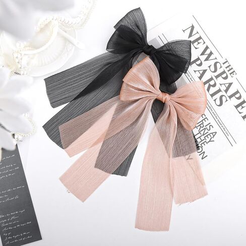 YanJie Hair Bows for Girls Hair Clips for Girls Tulle White Hair Bow Purple Blue Toddler Hair Accessories Barrettes Lace Bows Hairclips Toddlers Teens in Kuwait