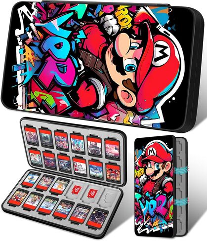Xinocy for Nintendo Switch Game Case with 24 Game Holder Slots and 24 SD Micro Card Slots for Nintendo Switch/Lite/OLED,Cute Cartoon Games Cartridge Cases for Boys Kids Girls Kawaii Storage Box, Xing in Saudi Arabia