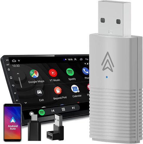 Wireless Carplay Adapter for Android Auto, Converts Wired to Wireless Android Auto Adapter for Cars from 2016+ & Android 11+, Plug & Play Android Auto Dongle, Online Update in Saudi Arabia