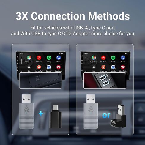 Wireless Carplay Adapter for Android Auto, Converts Wired to Wireless Android Auto Adapter for Cars from 2016+ & Android 11+, Plug & Play Android Auto Dongle, Online Update in Saudi Arabia