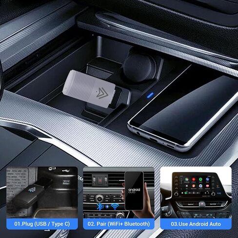 Wireless Carplay Adapter for Android Auto, Converts Wired to Wireless Android Auto Adapter for Cars from 2016+ & Android 11+, Plug & Play Android Auto Dongle, Online Update in Saudi Arabia
