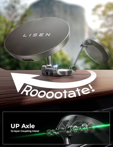 LISEN لشاحن تثبيت السيارة Magsafe، حامل هاتف مغناطيسي لشاحن السيارة اللاسلكي iPhone، حامل هاتف السيارة على لوحة القيادة يناسب iPhone 15 Pro Plus Max 14 13 12 MagSafe in Saudi Arabia