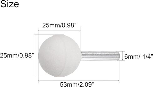 NACX 25mm Ball Shape Abrasive Mounted Stone Grinding Wheel Head, 1/4" Shank Corundum Grinding Wheel Rotary Tool for Deburring Buffing, 15Pcs (Gray) in Kuwait