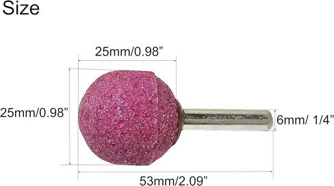 NACX 25mm Ball Shape Abrasive Mounted Stone Grinding Wheel Head, 1/4" Shank Corundum Grinding Wheel Rotary Tool for Deburring Buffing, 15Pcs (Gray) in Kuwait