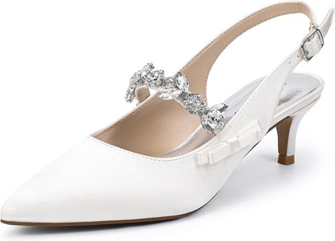 ShowHow Women's Kitten Heel Slingback Closed Toe Heels Pointed Low Stiletto Pumps Bridal Elegant Wedding Party Casual Dress Shoes in Saudi Arabia