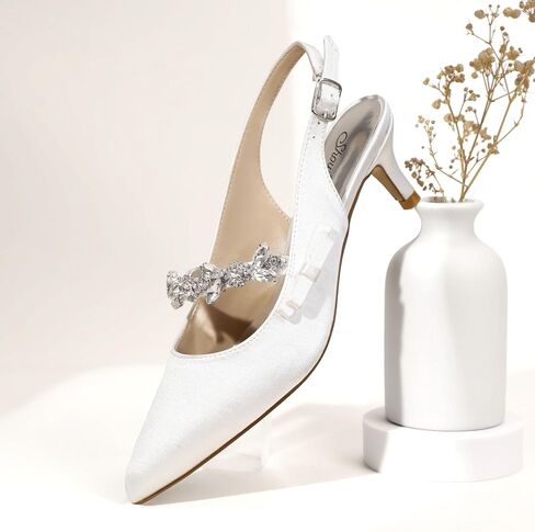ShowHow Women's Kitten Heel Slingback Closed Toe Heels Pointed Low Stiletto Pumps Bridal Elegant Wedding Party Casual Dress Shoes in Saudi Arabia