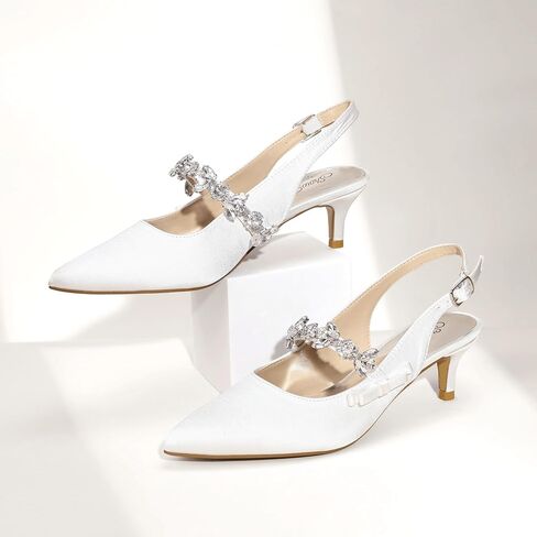 ShowHow Women's Kitten Heel Slingback Closed Toe Heels Pointed Low Stiletto Pumps Bridal Elegant Wedding Party Casual Dress Shoes in Saudi Arabia
