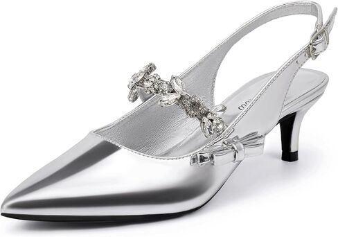 ShowHow Women's Kitten Heel Slingback Closed Toe Heels Pointed Low Stiletto Pumps Bridal Elegant Wedding Party Casual Dress Shoes in Saudi Arabia