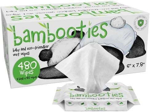 Bamboo Baby Wipes Unscented, Plant based Diaper Wipes for Sensitive Skin, Water based Wipes Baby Sensitive Skin 480 count bulk box of 80ct soft packs x 6 in Saudi Arabia