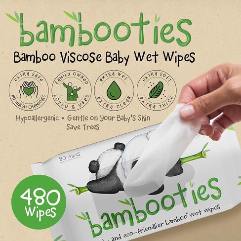 Bamboo Baby Wipes Unscented, Plant based Diaper Wipes for Sensitive Skin, Water based Wipes Baby Sensitive Skin 480 count bulk box of 80ct soft packs x 6 in Saudi Arabia