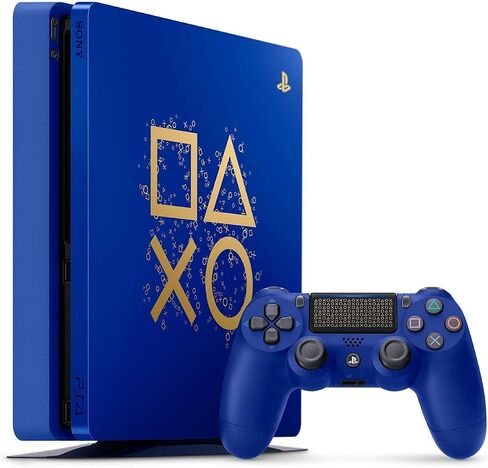 جهاز Playstation 4 Slim 1TB SSD إصدار محدود لأيام اللعب باللون الأزرق مع حزمة وحدة تحكم معززة بمحرك أقراص الحالة الصلبة السريع (متجدد) in Saudi Arabia