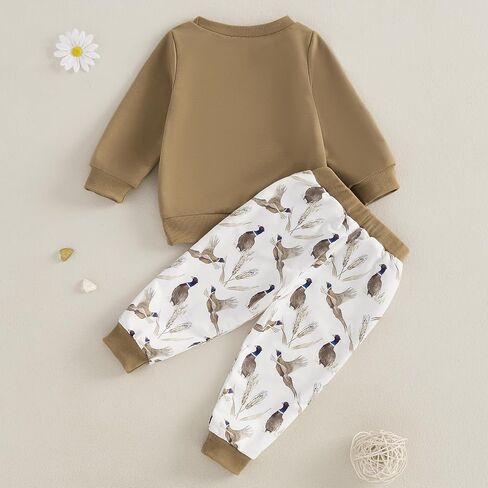 Toddler Boy Hunting Outfit Mallard Duck Long Sleeve Sweatshirt Top Casual Pants Set Baby Duck Hunter Clothes in Saudi Arabia