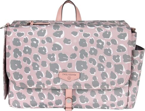 TWELVElittle On-The-Go Stroller Caddy 3.0 - Travel Style Diaper Bag, Messenger Diaper Bag, Includes Stroller Clips and Changing Pad - Black Tan in Kuwait