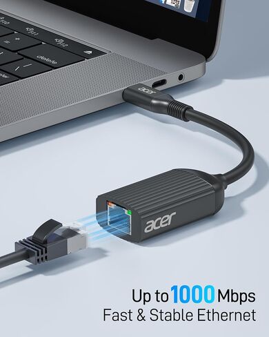 acer USB C to Ethernet Adapter, Gigabit RJ45 to USB 3.0 Type-C Ethernet LAN Network Adapter, Portable Thunderbolt 3/4 Adapter for MacBook Pro/Air, iPad Pro, XPS, Laptop, Smart Phone & More - Pink in Saudi Arabia