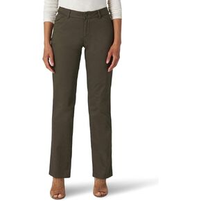 Lee Women's Wrinkle Free Relaxed Fit Straight Leg Pant, Black,White and Rockhill Plaid, 20 S